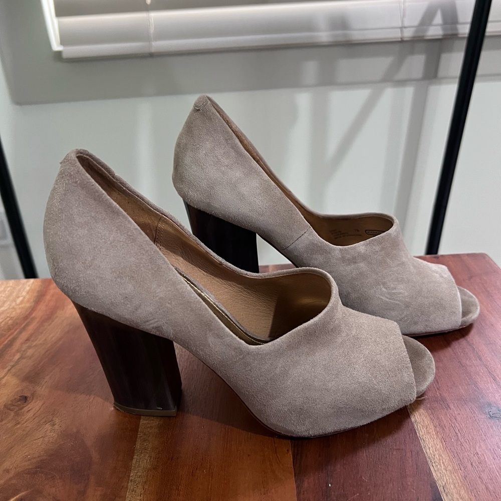 COACH grey suede heels